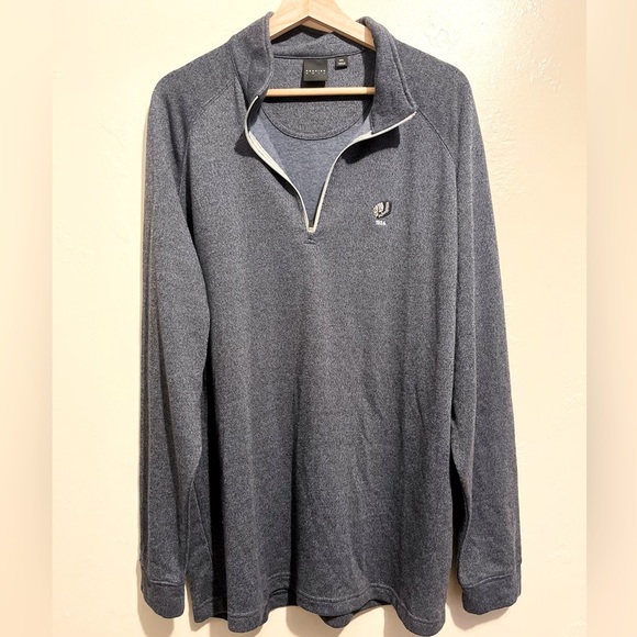 Men's Dunning Golf Gray/Heathered Blue Quarter Zip Logo Sweater Sweatshirt XXL - Picture 1 of 11